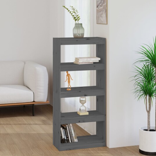 vidaXL Bokhylle/romdeler gr? 60x30x135,5 cm heltre furu