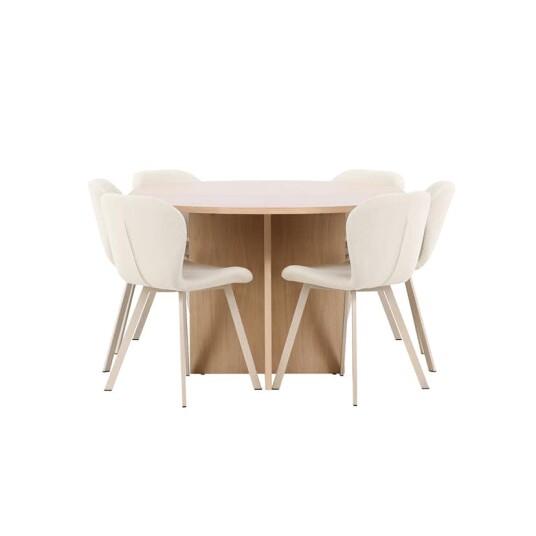 Spisegruppe Venture Home Strada Ø120 cm med 6st Lilja Spisestoler