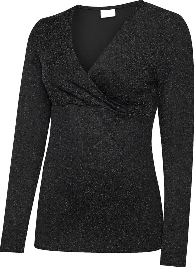 Mamalicious Mlmindy Glitter Tess Ls Jrs Top 2F BLACK S
