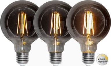 Star Trading LED-lampe E27 G95 Soft Glow Smoke 3-trinns minne