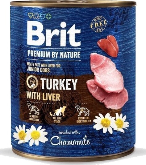 Brit Premium By Nature Junior Med Lever Våtfôr Til Hund Turkey 800 G