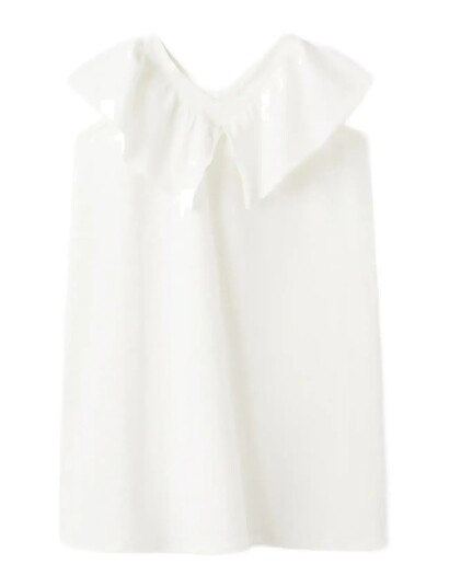 Mango Short Ruffled Dress White 7 8