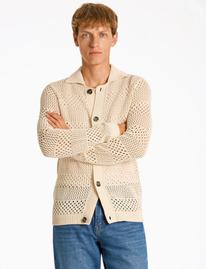 Lindbergh Crochet Cardigan - Cream - M