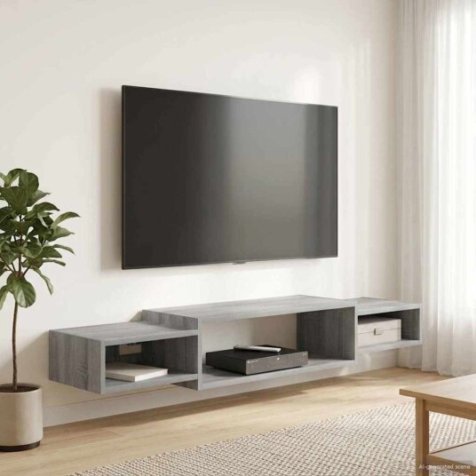 vidaXL Vegghengt TV-skap Veggmontert Grå Sonoma 140 x 28 x 21 cm