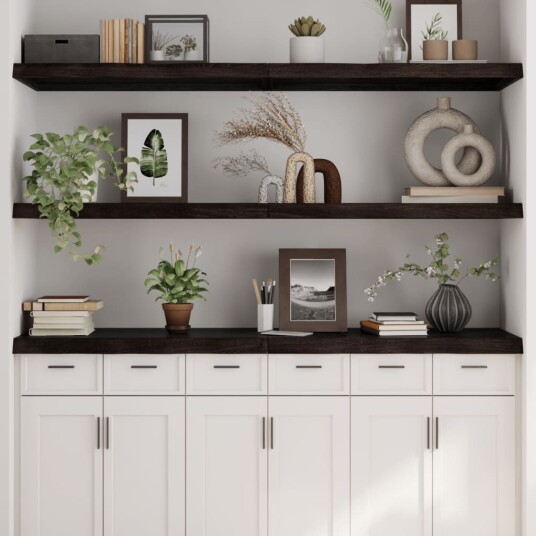 vidaXL Vegghylle m?rkegr? 180x50x6 cm behandlet heltre eik vidaXL Vegghylle m?rkegr? 180x50x6 cm behandlet heltre eik