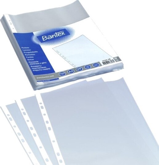 Plastlomme A4 Bantex 0.04Mm Med Præg 100 Stk.