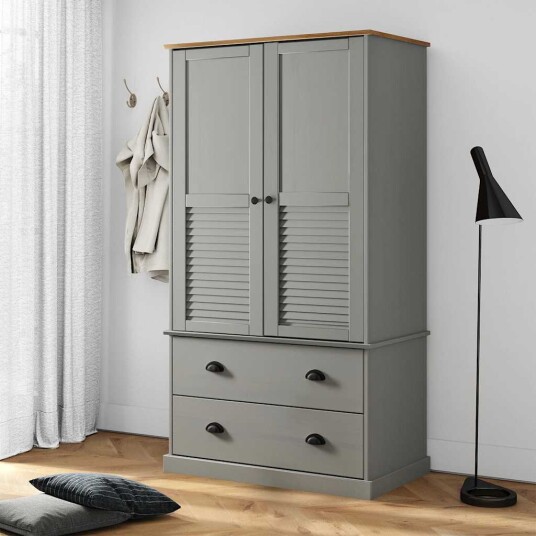 vidaXL Garderobe VIGO grå 90x55x176 cm heltre furu