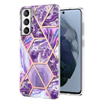 Marble Pattern Electroplated IMD Samsung Galaxy S21 FE 5G TPU-deksel Lilla