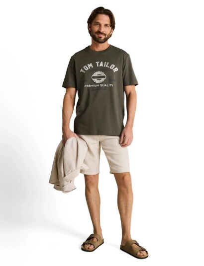 Tom Tailor Logo Tee - Khaki green - S
