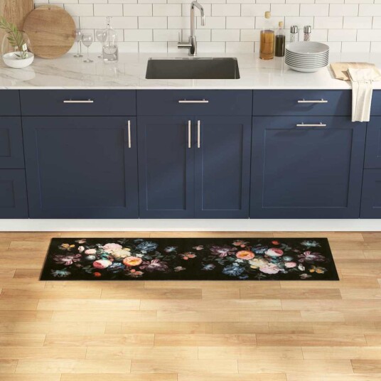Kjøkken teppe Svart 150 x 45 cm Fløyel Kjøkken teppe Svart 150 x 45 cm Fløyel