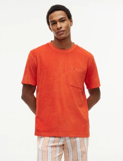 Tommy Hilfiger Towelling T Shirt Orange S