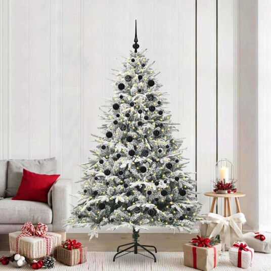 Kunstig forhåndsbelyst juletre med kule sett grønn 210 cm Kunstig forhåndsbelyst juletre med kule sett grønn 210 cm