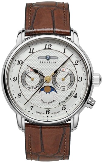Zeppelin Herreklokke 85361 Friedrichshafen Sølvfarget/Lær Ø40 mm