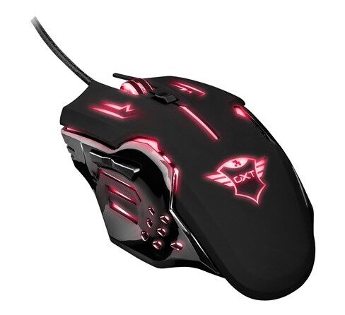 Trust GXT 108 Rava Illuminated Gaming - Mus - Optisk - 6 - Grå