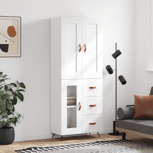 vidaXL Highboard hvit 69,5x34x180 cm konstruert tre 8720845493356 vidaXL Highboard hvit 69,5x34x180 cm konstruert tre 8720845493356