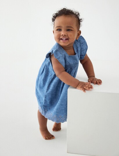 Minymo Dress Ss Chambray Blue 86