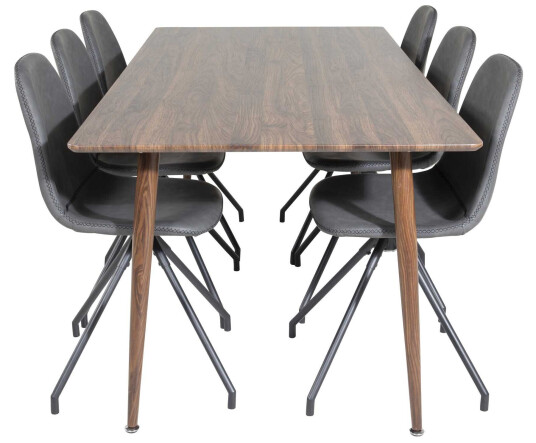 Venture Design Polar & Polar spisegruppe Brun/svart 6 st stoler & bord 180 x 90 cm