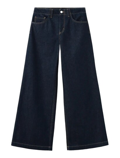 Mango Wide Leg Mid Rise Jeans Navy 36