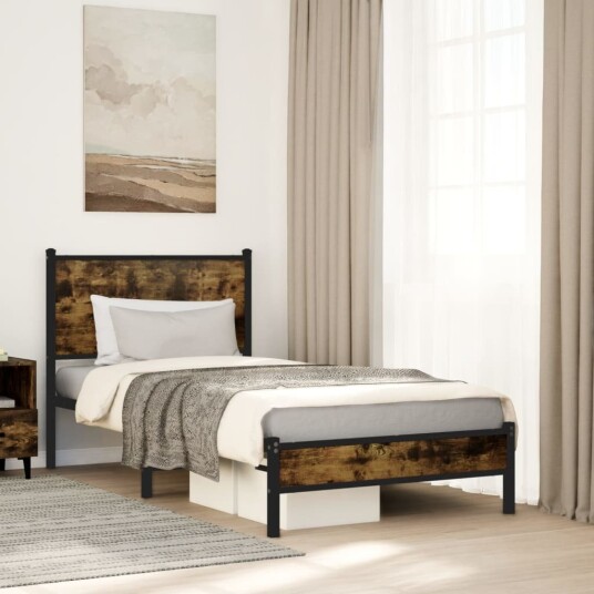  Sengeramme i metall uten madrass røkt eik 75x190 cm 8721102953910