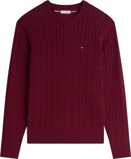 Tommy Hilfiger Classic Cotton Cable Crew Neck Burgundy L