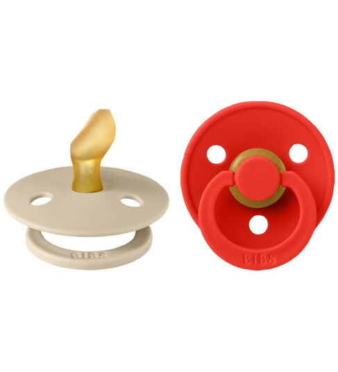 BIBS Colour Smokker Str. 1 Anatomisk 2 pack Vanilla/Cand BIBS 0 6 md Smokk Beige Rød