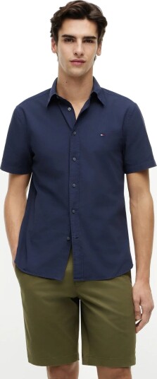 Tommy Hilfiger Gmd Poplin Btd S/S Shirt   Navy   S