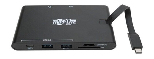 Tripp Lite USB-C Laptop Docking Station - HDMI VGA GbE 4K @ 30 Hz Thunderbolt 3 USB-A USB-C PD Charging 3.0 Black - docking station - USB-C 3.1 / Thunderbolt 3 - VGA HDMI - GigE
