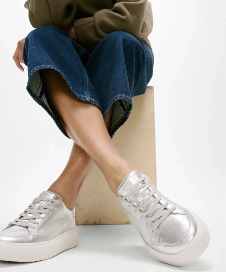 FitFlop Rtg Metallic Leather Sneakers Silver 40