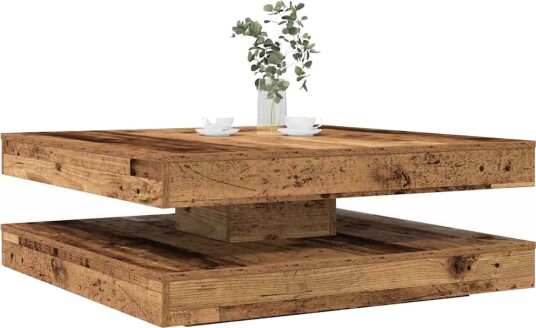 Salongbord 360-graders roterbart gammelt tre 90x90x34,5 cm 8721158573414