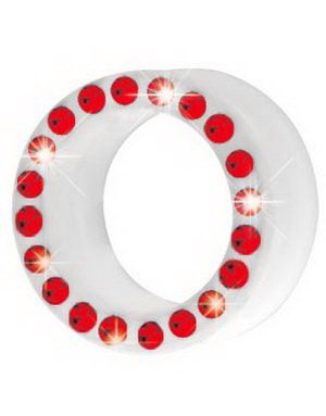 Silikon Piercing Tunnel i Hvit med Røde Stener Strl 3 mm