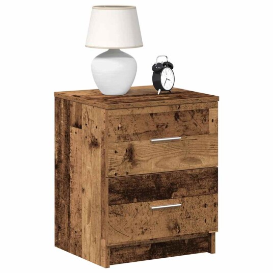  Nattbord med 2 skuffer gammelt tre 40x36x50 cm