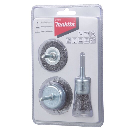Makita - Wire brush set - for stål, maling, rust, coating - 3 deler - rett