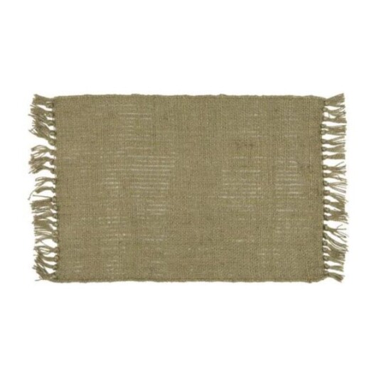 Brikke med frynser oliven jute