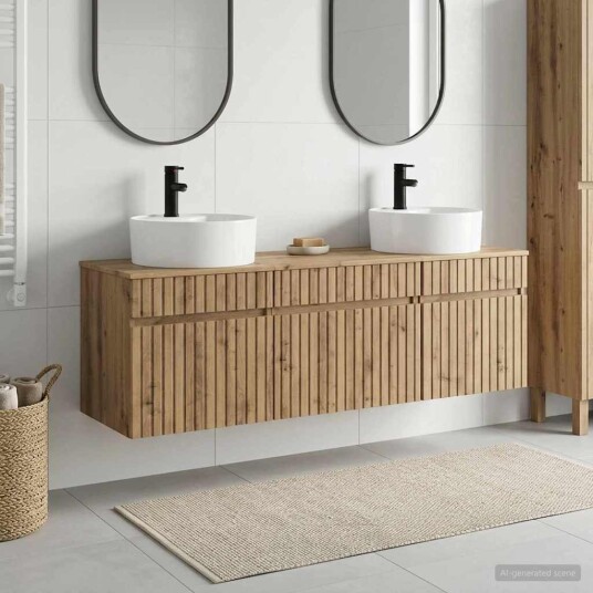 vidaXL Baderomsskapsett 3 stk. Artisan eik 49 x 44,5 x 65 cm