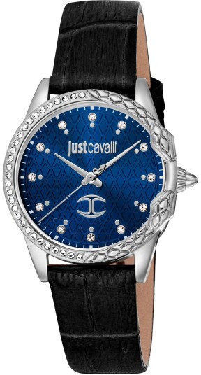 Just Cavalli Dameklokke JC1L095L0315 Animalier Diva Blå/Lær Ø32 mm Just Cavalli Dameklokke JC1L095L0315 Animalier Diva Blå/Lær Ø32 mm