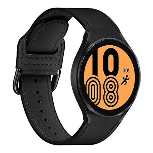 Puro Samsung Galaxy Watch 4 / 4 Classic Puro Klassisk Urreim i Ekte Skinn - Svart