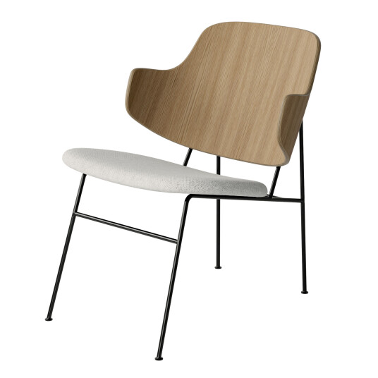 Audo Copenhagen The Penguin Lounge Chair Upholstered Seat Black Steel / Natural Oak / Hallingdal 110
