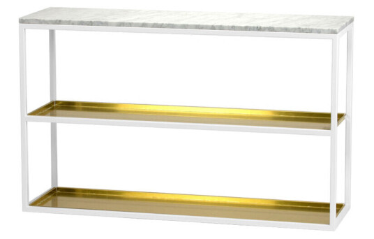 Scherlin Konsollbord 11 Marmor hvit, hvitlakkert stativ med hylleplate