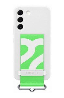Samsung Mobildeksel Galaxy S22 Silikon Cover med Stropp Hvit