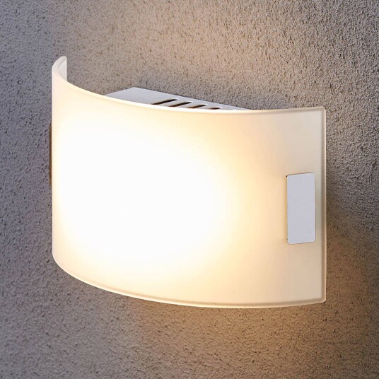 Lindby Hvit vegglampe i glass Gisela med LED-lys