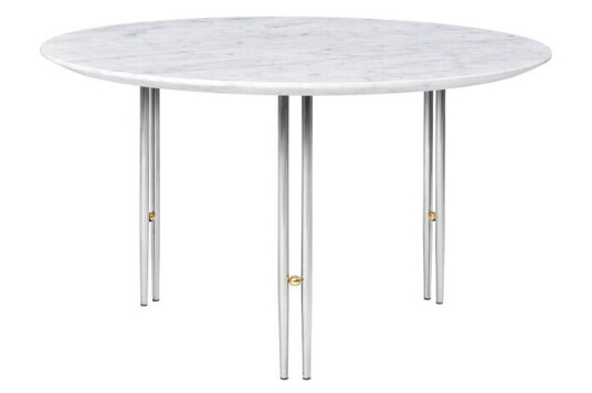 Gubi IOI sofabord White carrara marble-Ø70-krom