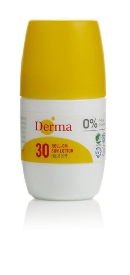 Derma SPF30 Roll-On Solkrem 50 ml – Vannbestandig, Vegansk og Parabenfri