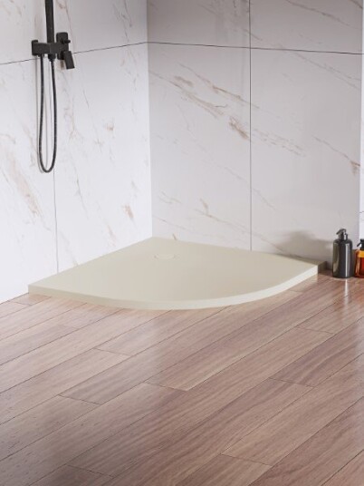 90x90x3,5 Ultra Flat Dusjkar - NEX SHADE - i Beige Konglomerat (NYHET)