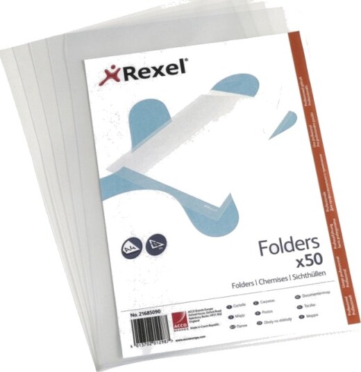 Rexel - L-Formet Mappe - For A4 (210 X 297 Mm) - Krystallklar (En Pakke 250)