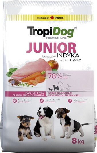 Tropidog Tørrfôr Premium Junior Small & Medium Og Ris Kalkun 2 X 8 kg Tropidog Tørrfôr Premium Junior Small & Medium Og Ris Kalkun 2 X 8 kg