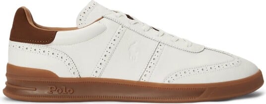 Polo Ralph Lauren Heritage Aera Leather Brogue Sneaker   DECKWASH WHITE   42
