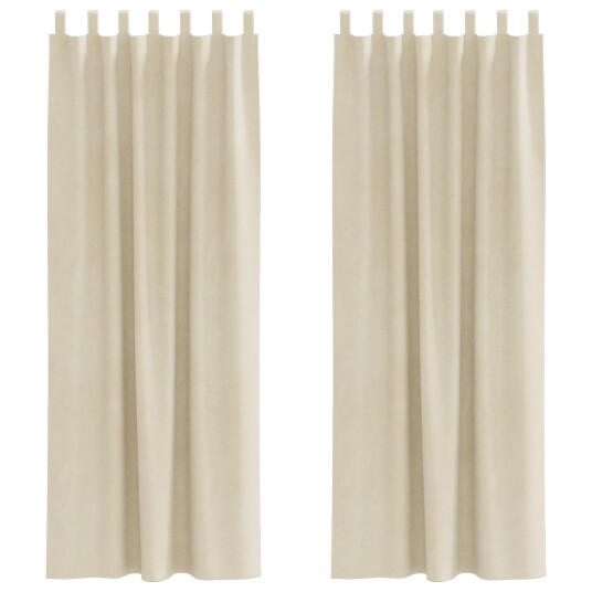 Gardiner med gardiner 2 pcs Krem 140 x 245 cm Fløyel Gardiner med gardiner 2 pcs Krem 140 x 245 cm Fløyel
