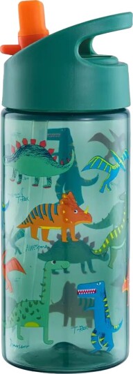 Licens Dinosaurer - Drikkeflaske med vippefunksjon og sugerør - Grønn med dinosaurer
