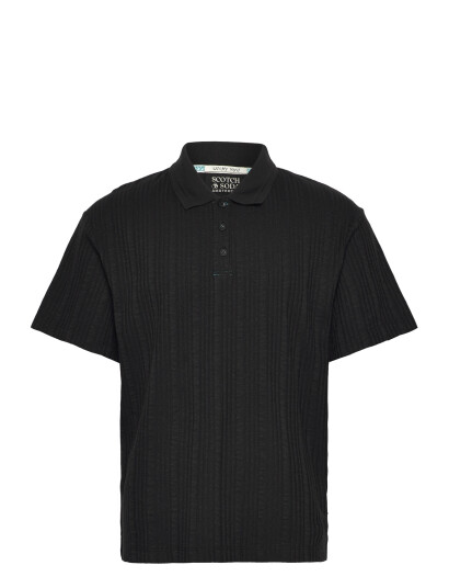 Scotch & Soda Structured Ribbed Relaxedfit Polo Black XL