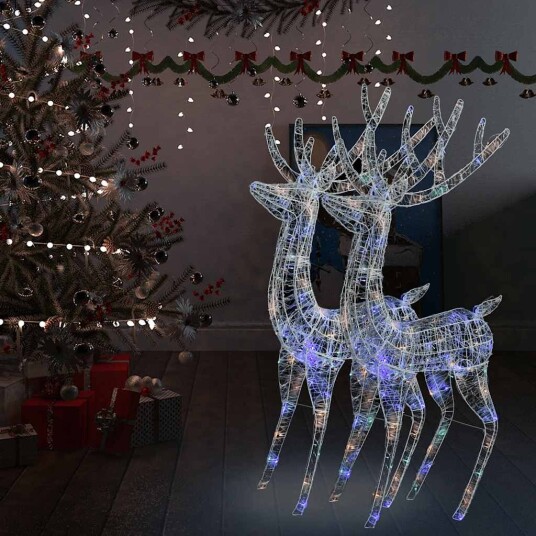 vidaXL Julereinsdyr XXL akryl 250 LED 2 stk 180 cm flerfarget vidaXL Julereinsdyr XXL akryl 250 LED 2 stk 180 cm flerfarget